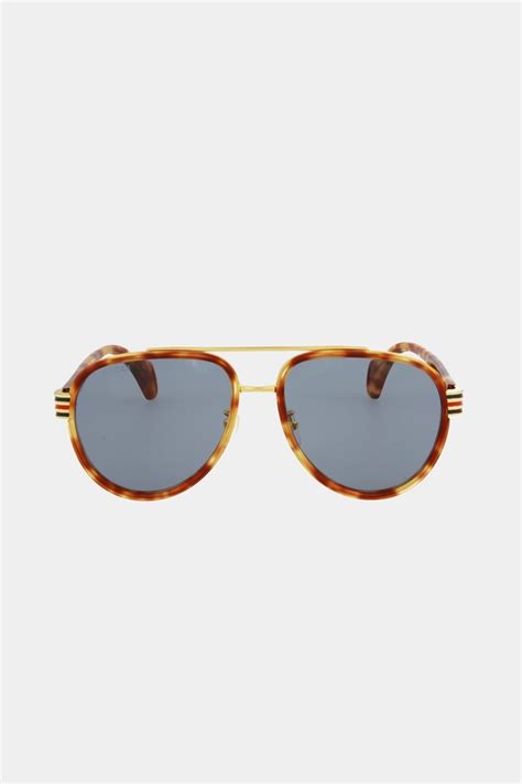 gucci 52mm faux tortoiseshell aviator sunglasses